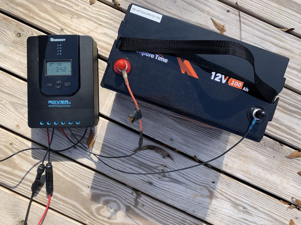 An MPPT charge controller and 12V 100Ah LiFePO4 battery