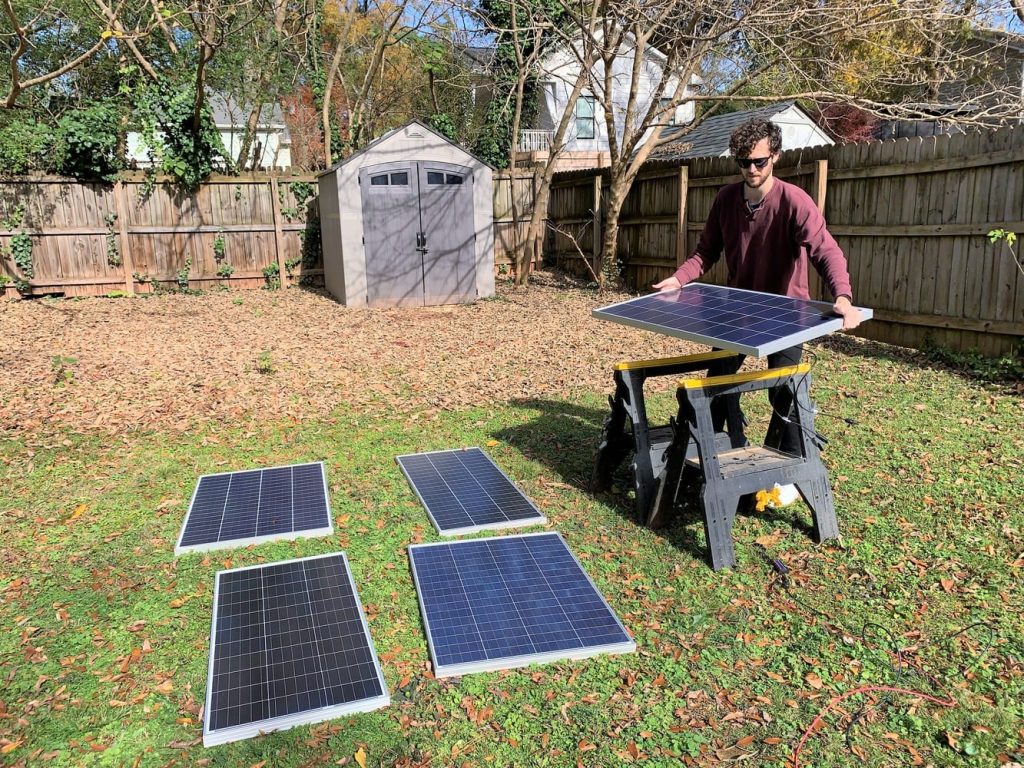 Performing an output test with all the 100w solar panels