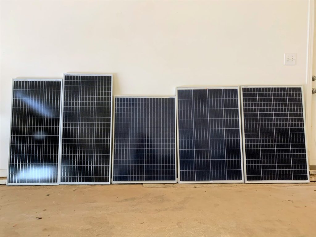 Size comparison of 100 watt solar panels