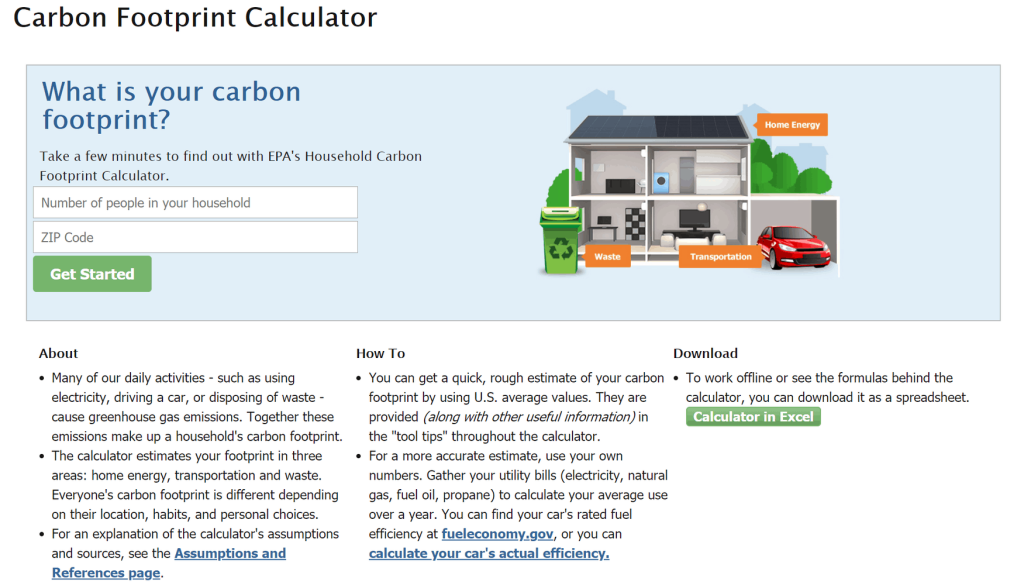 EPA Carbon Footprint Calculator