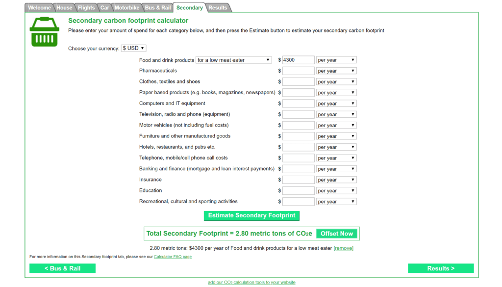 CarbonFootprint.com Carbon Calculator