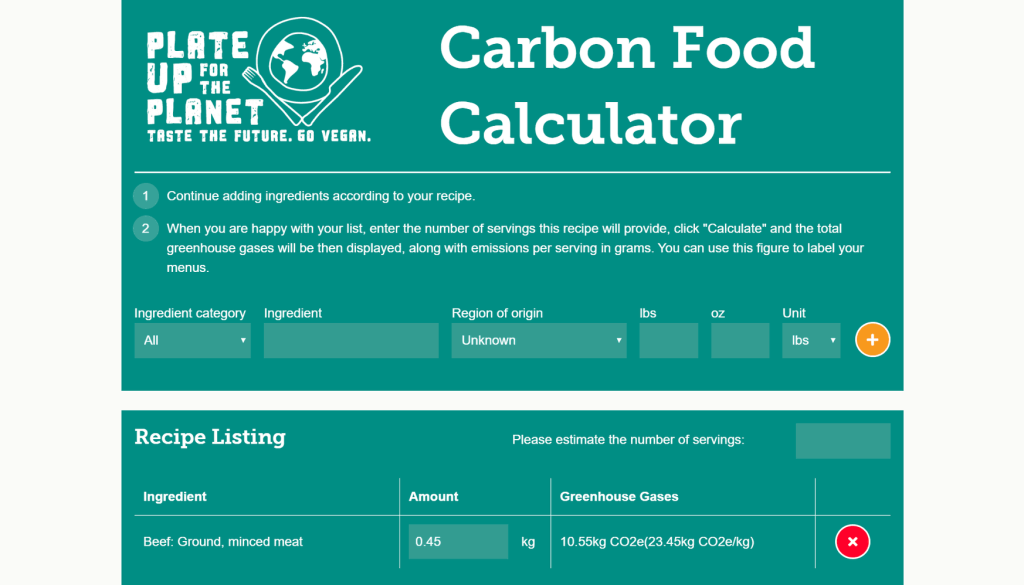 The Vegan Society Carbon Food Calculator