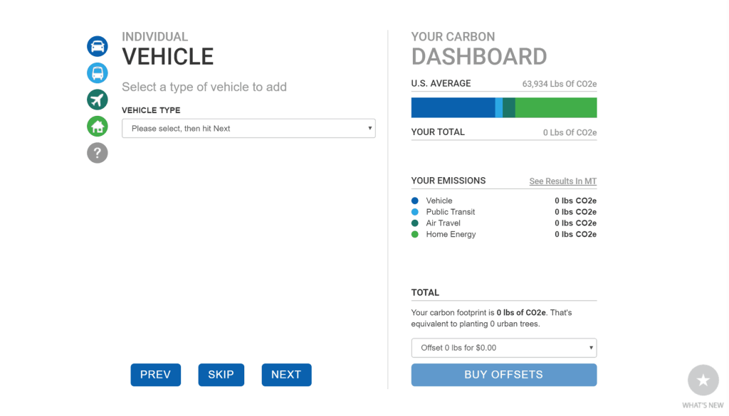 TerraPass Carbon Footprint Calculator